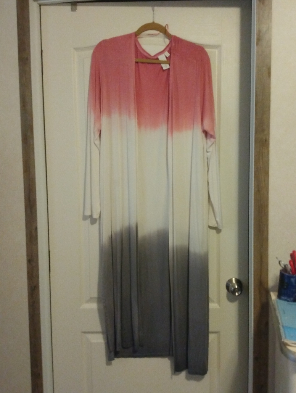 Contemporary Ombre Full Length Rayon Kaftan Kimono Cover Up Duster SZ 3X